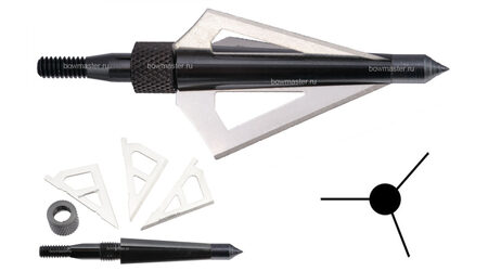 купите Наконечники охотничьи Man-kung MK-3BAL фиксированные, 100 гран, 3 лезвия (3 шт.) в Санкт-Петербурге СПБ