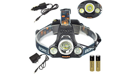 купите Светодиодный налобный фонарь Boruit HL-720 (Cree XML T6 + 2 Q5) 2200 люмен в Санкт-Петербурге СПБ